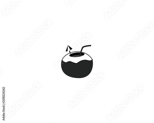 Coconut Juice or Coconut Water Drink icon. Coconut Cocktail. Vector Illustration Isolated on White Background. 