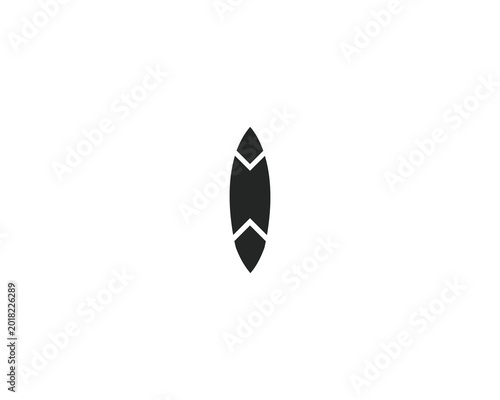 Surfboard icon. Black silhouette of surfboard. Vector illustration isolated on white background