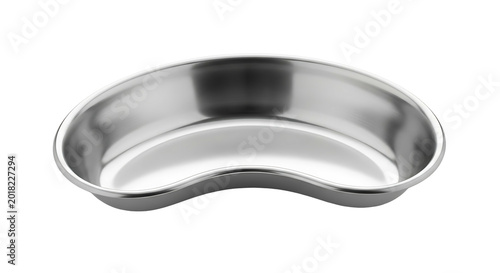 Stainless steel kidney dish on black background