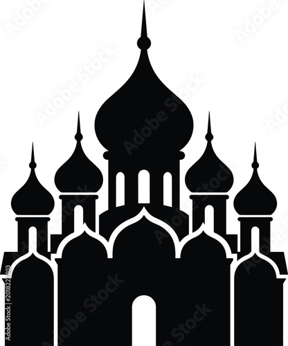 Photos Silhouette of traditional onion dome cathedral architecture, historic religious