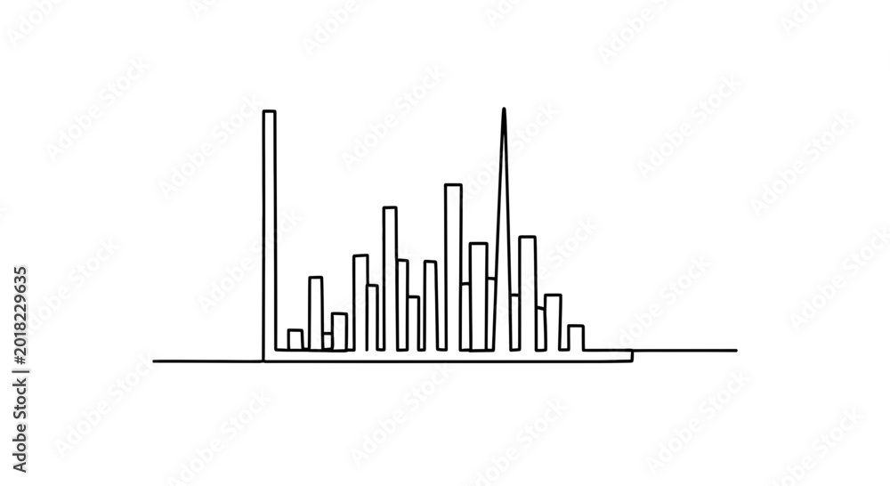 Obraz premium Minimalist Cityscape Line Art: Abstract Skyline with Geometric Buildings