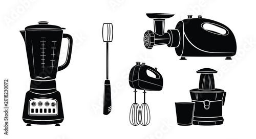 Tableau sur toile Kitchen appliance icons set flat vector illustration on white background