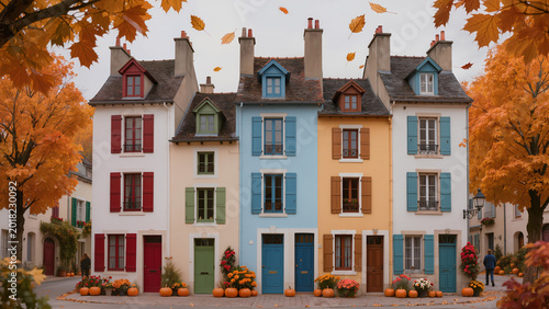 old houses in autumn