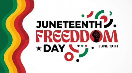 Juneteenth Freedom Day June 19th celebration banner with Pan African colors