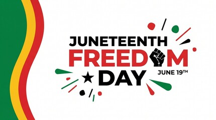 Juneteenth Freedom Day June 19th celebration banner with Pan African colors