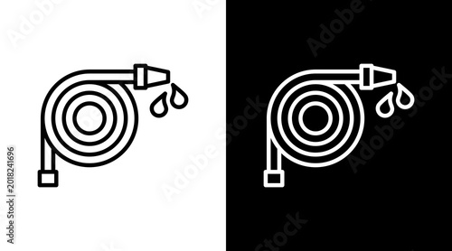 Water Hose White Icon Set Design