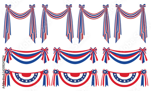 Принти на полотні Independence day decorations patriotic bunting garland vector illustration