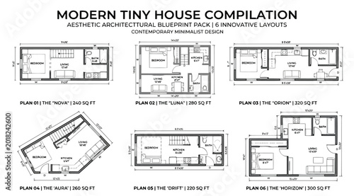 Photos Modern tiny house floor plan compilation with six innovative architectural layou