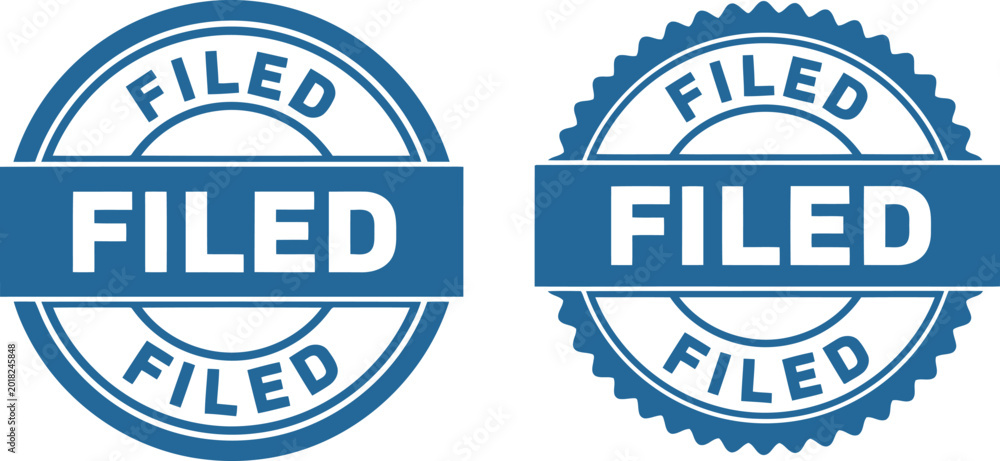 Obraz premium Blue Filed Stamp Icons Set for Office Documents, Legal Forms, and Business Paperwork