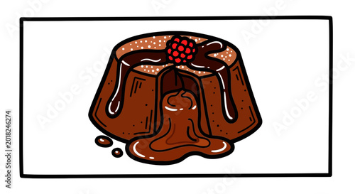 Delicious Chocolate Lava Cake with Raspberry Topping, Molten Center