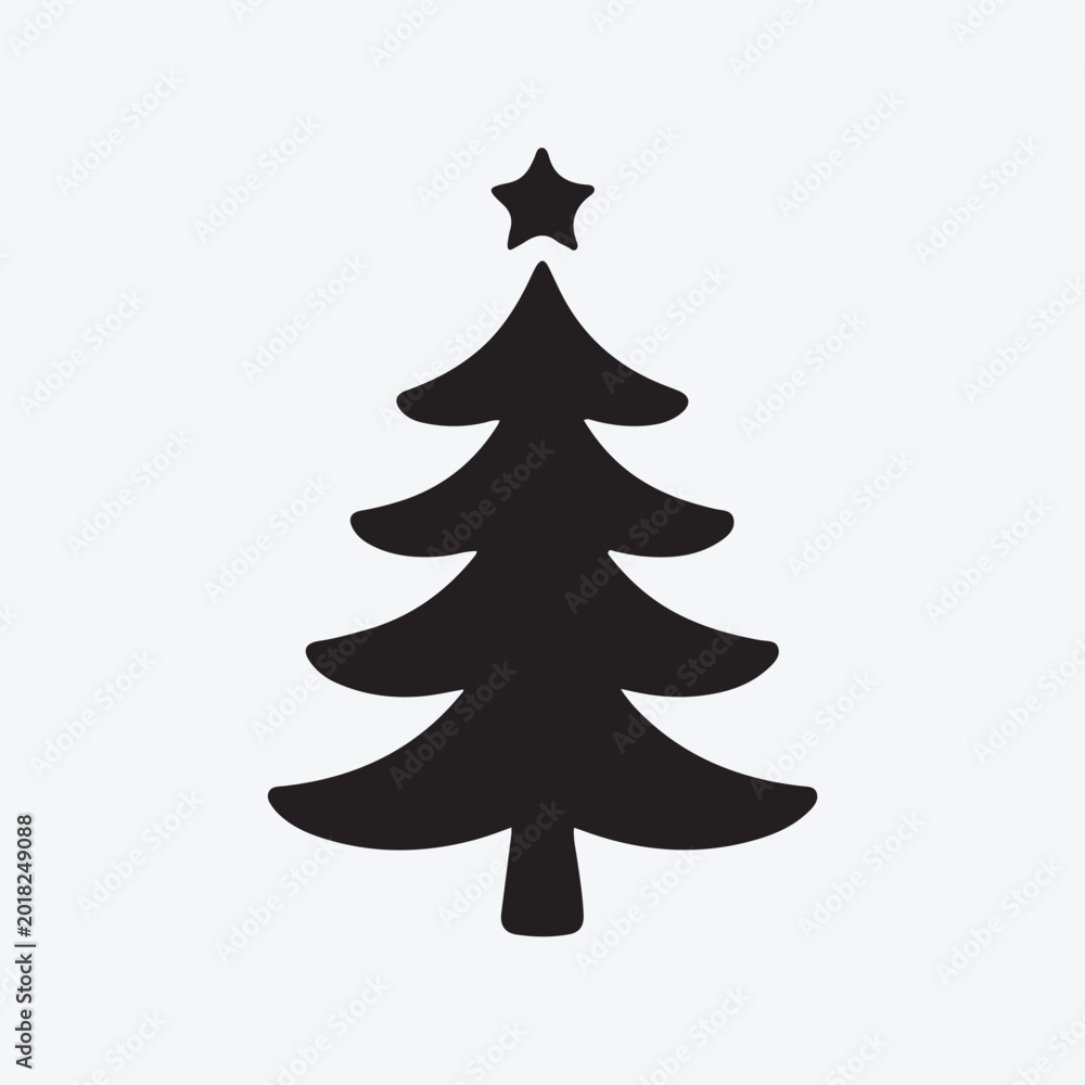 Fototapeta premium Christmas Tree Silhouette Vector Festive Holiday Tree Isolated Icon