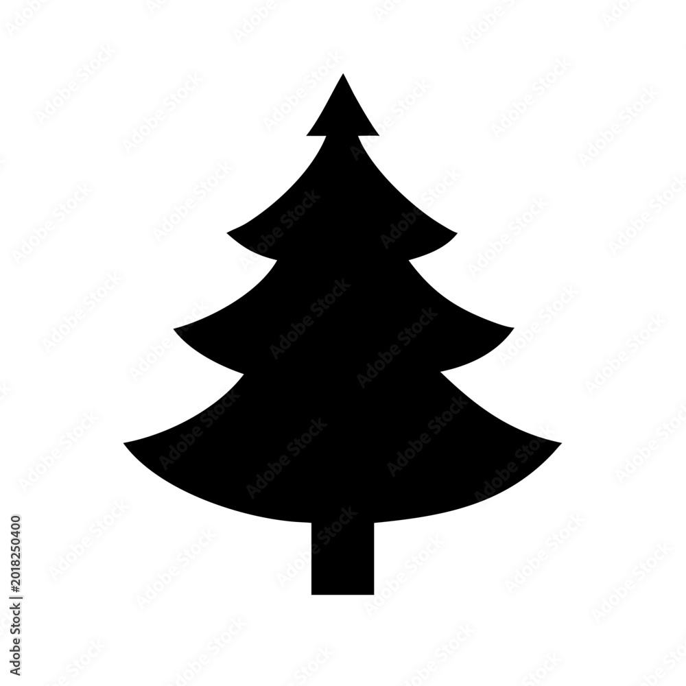 Fototapeta premium Simple black christmas tree icon illustration Vector
