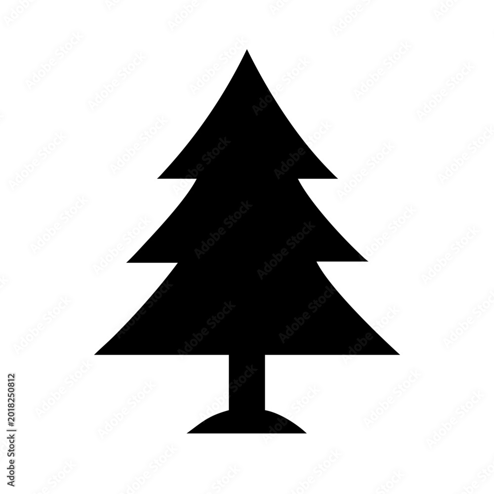 Obraz premium Simple black christmas tree icon with triangular shape Vector