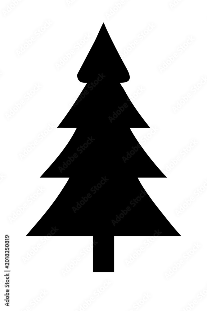 Fototapeta premium Simple black christmas tree vector icon illustration Vector