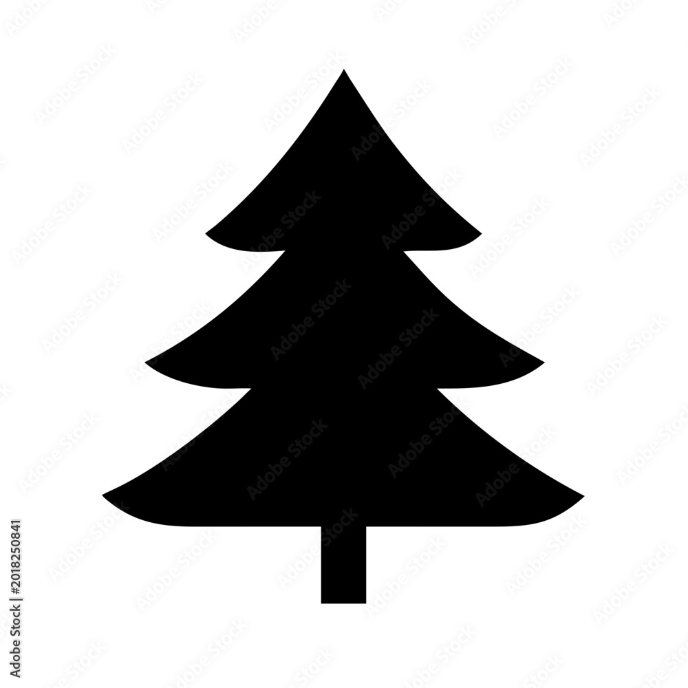 Obraz premium Simple black christmas tree icon with triangular shape design Vector