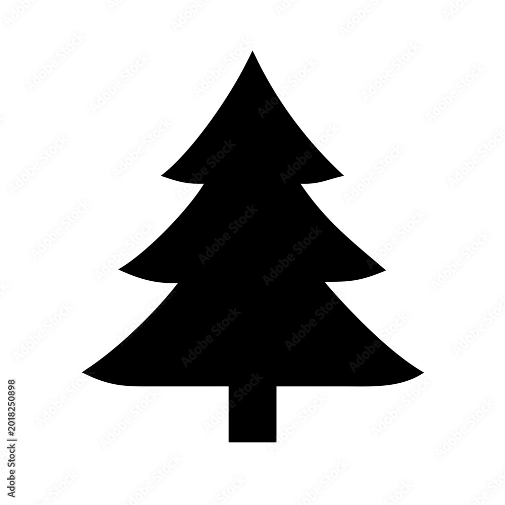 Fototapeta premium Simple black christmas tree icon vector illustration Vector