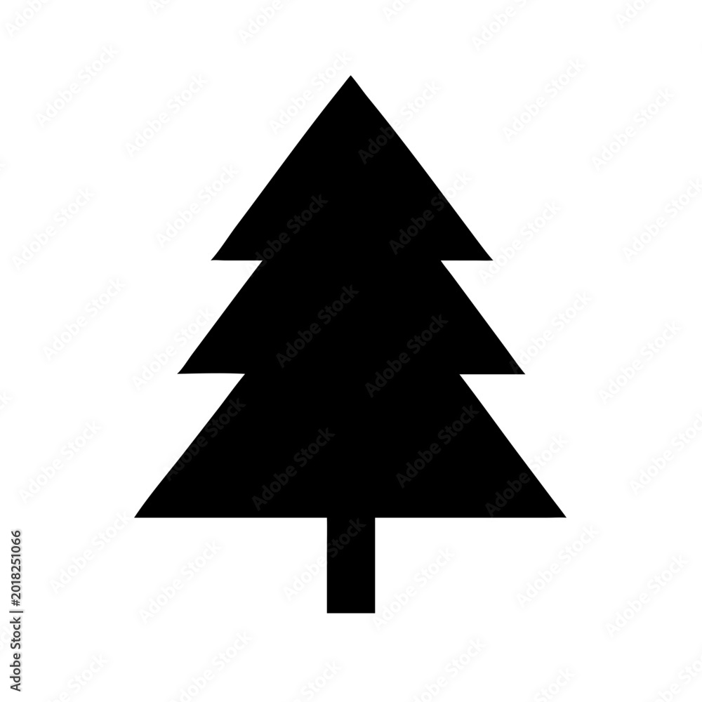 Fototapeta premium Simple black christmas tree icon with minimalist design Vector