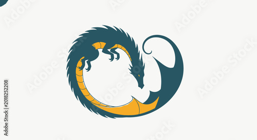 Stylized dragon illustration on white background symbolizing power and strength