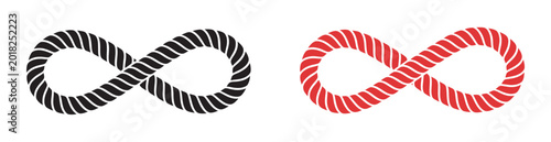 Foto Infinity symbols vector, black and red rope textured endlessness continuity limi