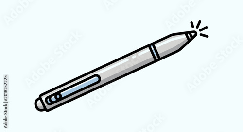 Stylus illustration digital pen with glowing tip isolated on white