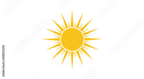 Stylized yellow sun illustration against white background ideal for design