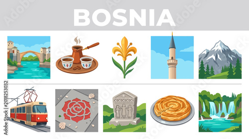 Photos Bosnia Travel Collage Featuring Landmarks Culture and Nature.