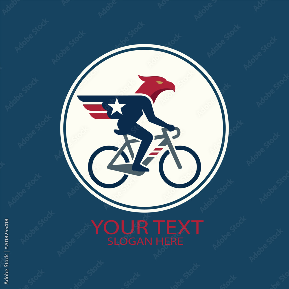 Fototapeta premium us eagle bike rider logo vector 