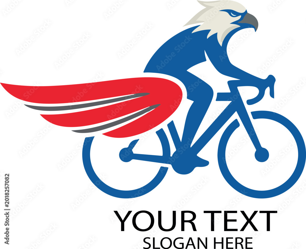 Naklejka premium us eagle bike logo vector white background