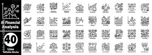 Fotografi AI financial analysis line icons