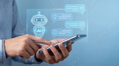 Ai chatbot interaction digital workspace graphic design modern office close-up view technology innovation