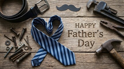 Happy father's day celebration with tools and accessories