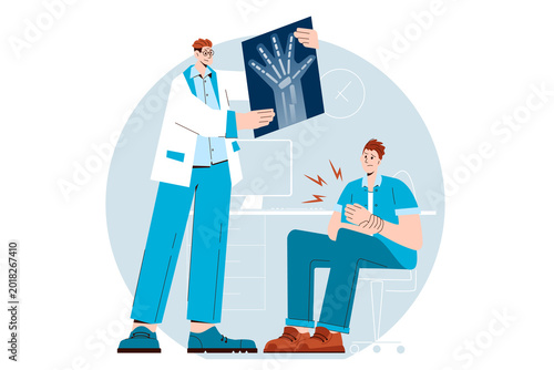 Tableau sur toile Doctor Diagnosed Patient with Fractured Arm.