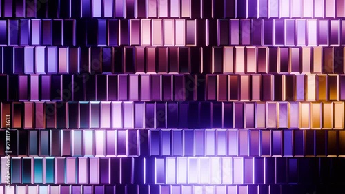 Abstract Purple and Gold Geometric Tile Grid Background Seamless Loop. 4K