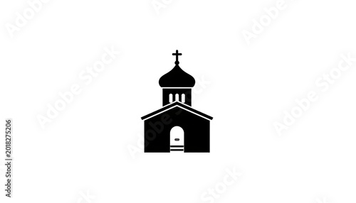 Simple black silhouette church icon design.
