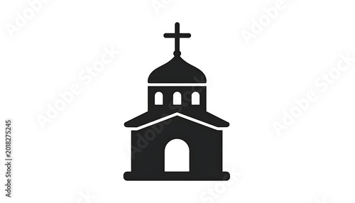 Simple church building with cross icon.