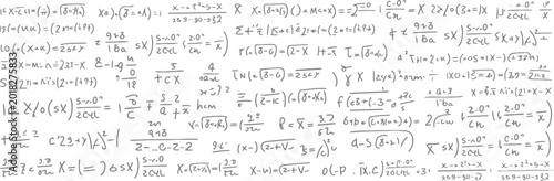 Handwritten mathematical equations and formulas on a white background with gray ink mathematics algebra