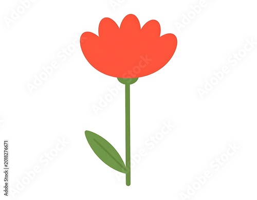 Vibrant Orange Tulip Flower Illustration.