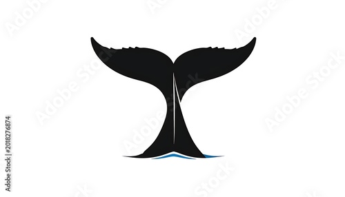 Whale Tail Silhouette Oceanic Icon Graphic.