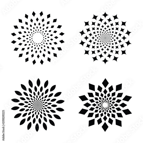 Vector black and white geometric circular elements collection