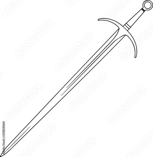 Fotografía sword classic broadsword hilt pommel crossguard line art icon