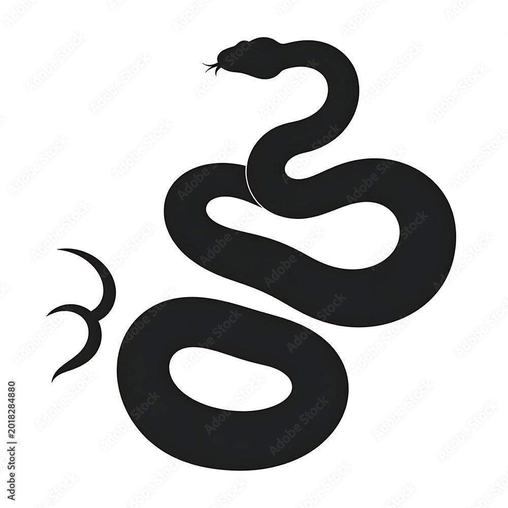 Fototapeta premium Black snake symbol logo icon reptile.