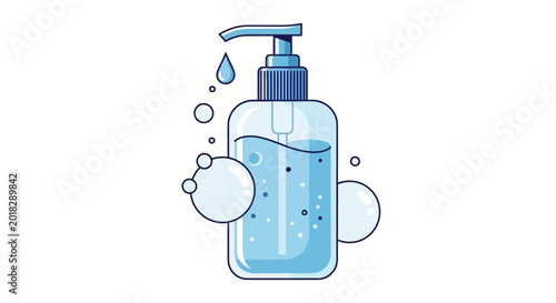 Foto Hand sanitizer gel bottle with pump.