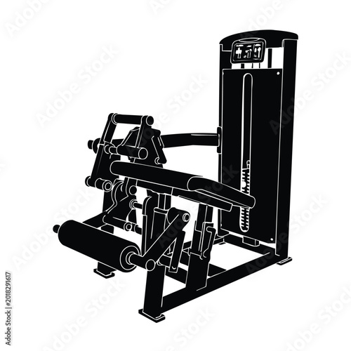 Billede på lærred Leg extension isolation strength training gym machine black silhouette