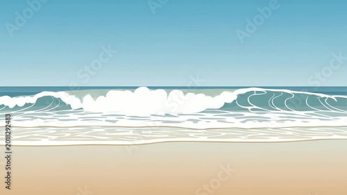 Stylized Animation of Ocean Waves Crashing on a Sandy Beach.