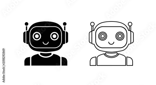Foto Two Smiling Robot Heads Side By Side.