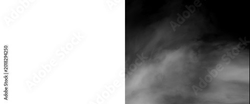 Принти на полотні Ethereal white smoke texture on black background, soft wispy fog clouds, dramati