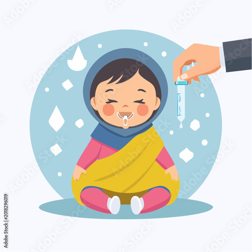 Baby receiving vaccination drops