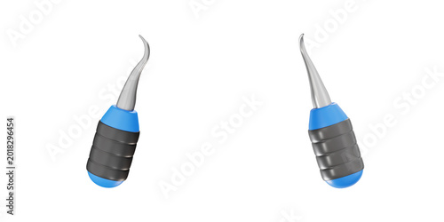 Photos 3D illustration of a dental probe or scaler instrument