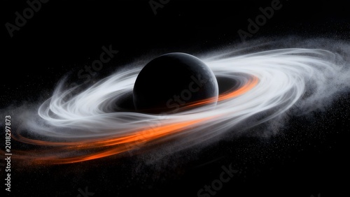 Cosmic planet with glowing rings
