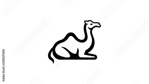 Canvas Print a black and white drawing of a camel Free Vector, Stylized tribal camel illustra
